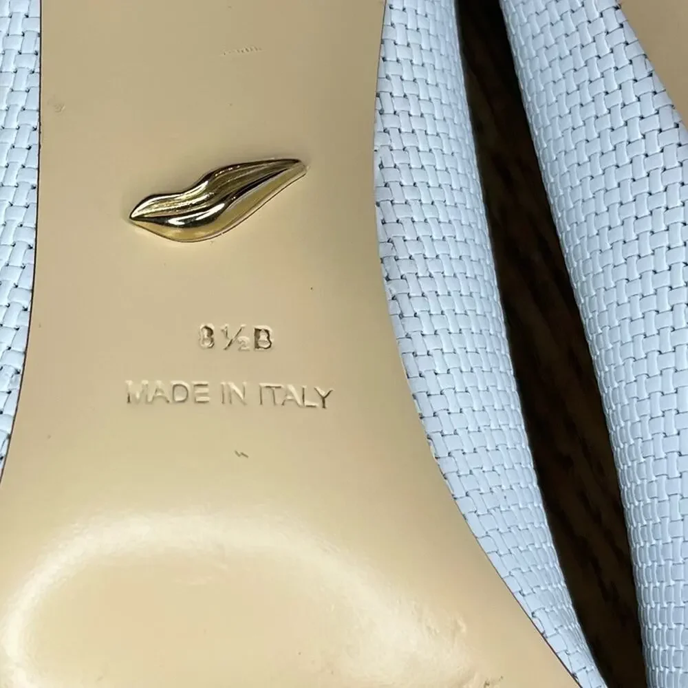 Diane Von Furstenberg White Woven Leather Heels Pointed Toe Pumps Women’s 8.5 - Picture 10 of 12